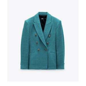 ZARA EMERALD GREEN TAILORED DOUBLE BREASTED BLAZER
